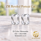 8 × 10 mm |  Beveled Portrait Cut Moissanite | 4 ct
