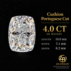 10 × 7.1 mm | Elongated Cushion Portuguese Cut Moissanite | 4 ct