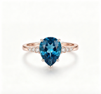 ZR Sapphire Tear London Blue Pear S925 Ring Jenny【Jenny】#4611