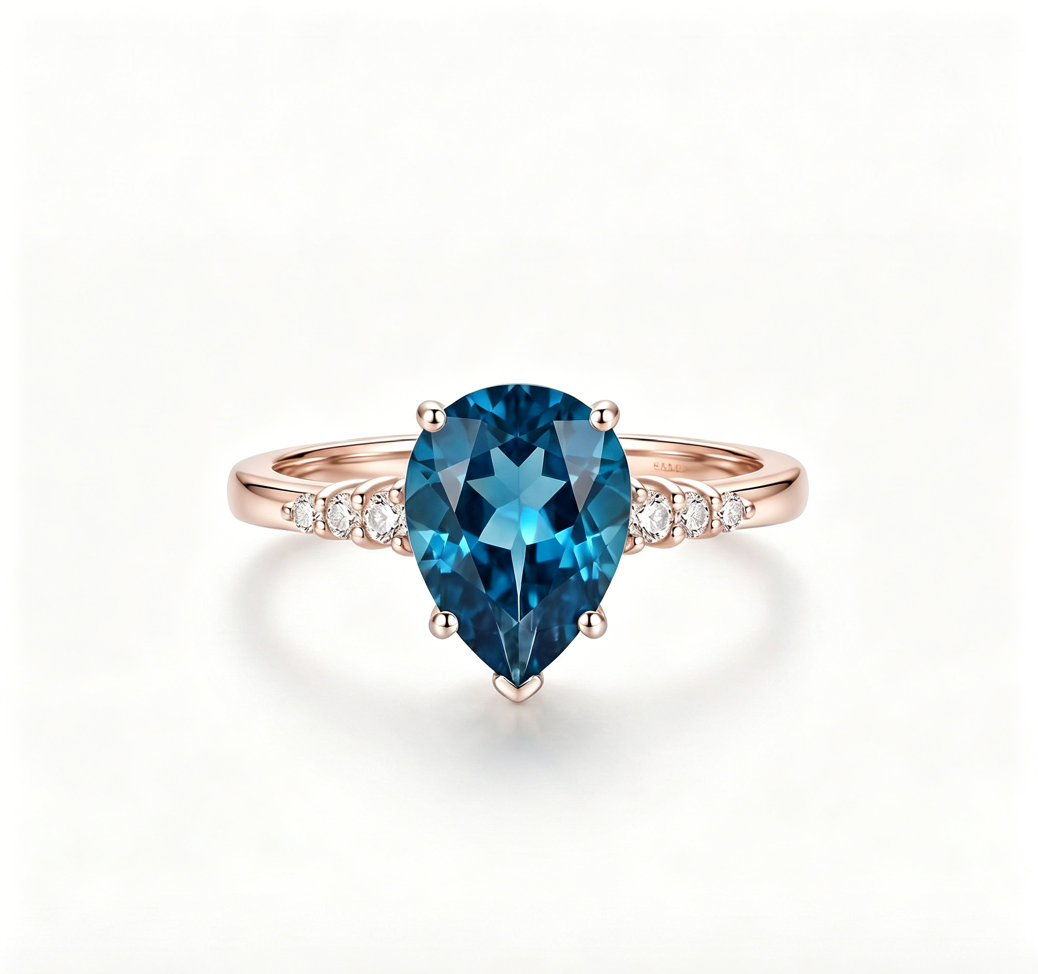 ZR Sapphire Tear London Blue Pear S925 Ring Jenny【Jenny】#4611