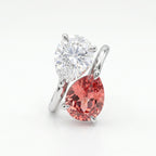 ZR Blossom Duet Padparadscha Sapphire Moissanite S925 Ring 【Katherinn】#4571