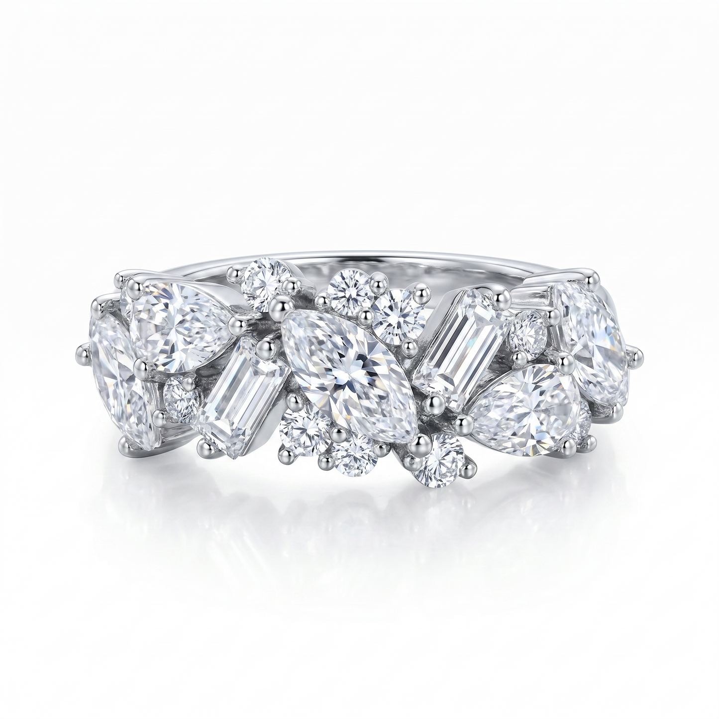 ZR Luminous Bloom Modern Mixed‑Shape Statement Ring 【Lanette】#4575
