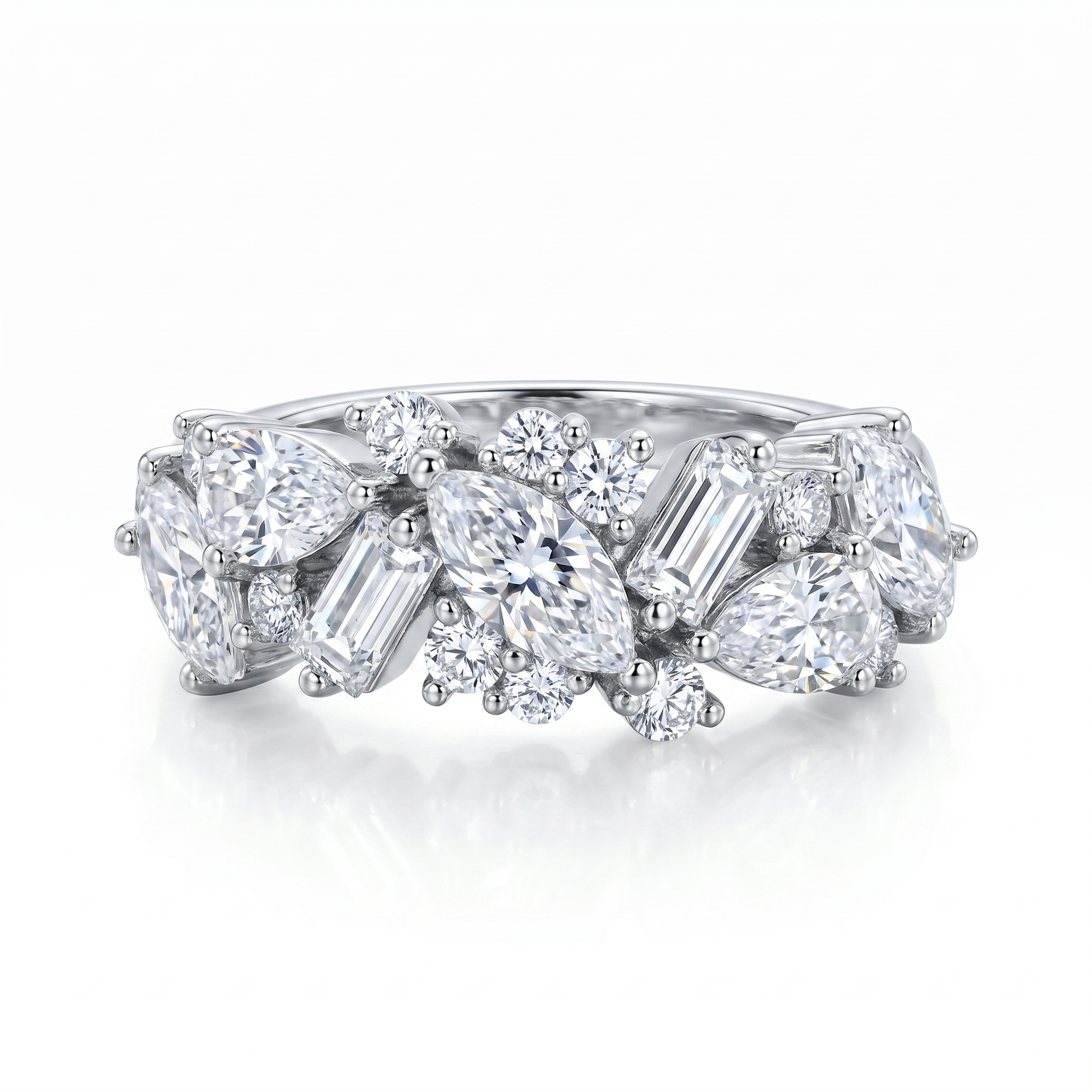 ZR Luminous Bloom Modern Mixed‑Shape Statement Ring 【Lanette】#4575