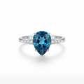 ZR Sapphire Tear London Blue Pear S925 Ring Jenny【Jenny】#4611