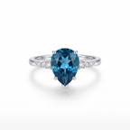 ZR Sapphire Tear London Blue Pear S925 Ring Jenny【Jenny】#4611