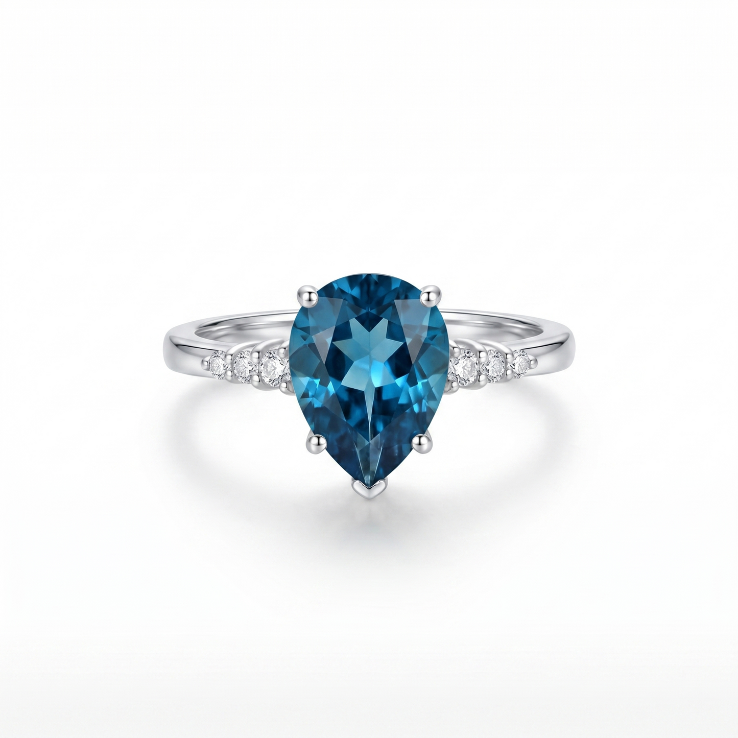 ZR Sapphire Tear London Blue Pear S925 Ring Jenny【Jenny】#4611