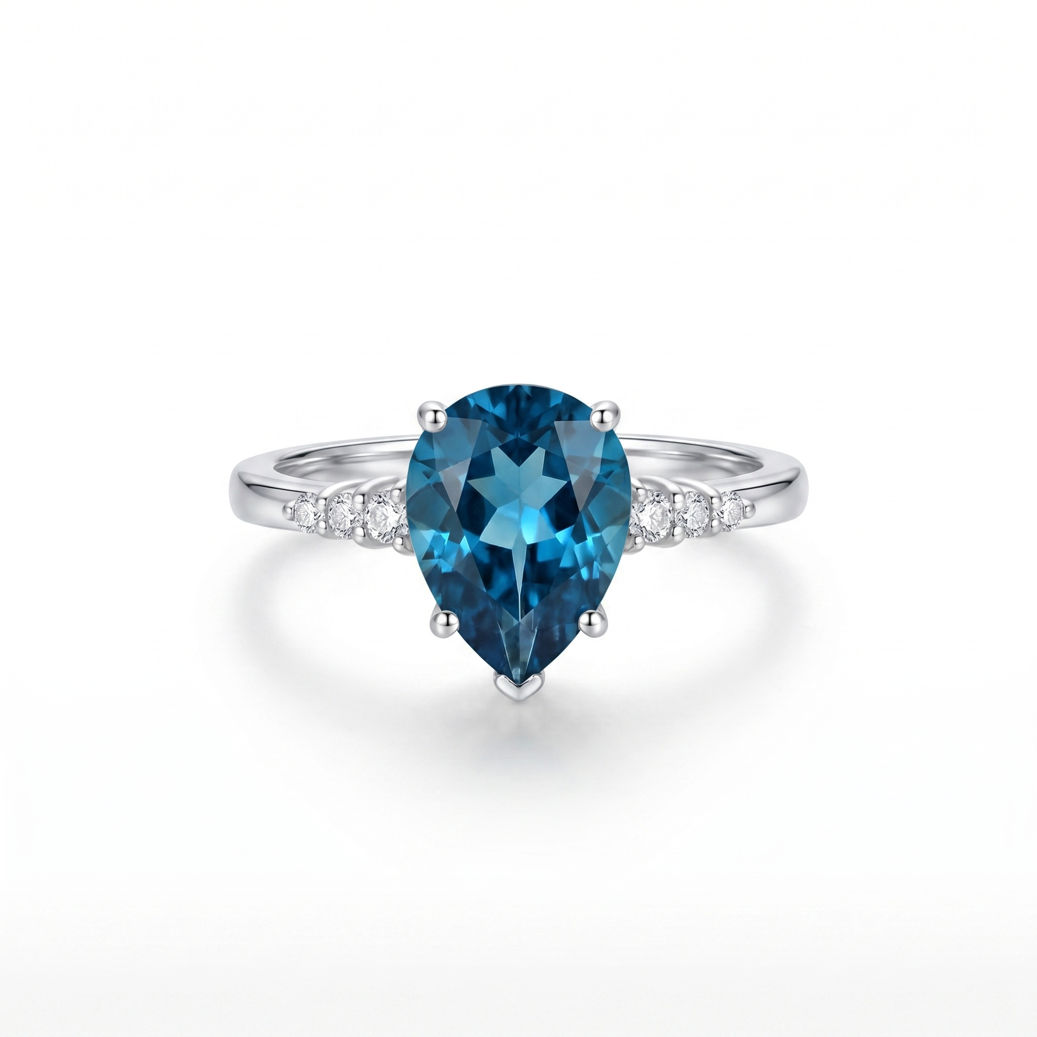 ZR Sapphire Tear London Blue Pear S925 Ring Jenny【Jenny】#4611