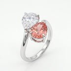 ZR Blossom Duet Padparadscha Sapphire Moissanite S925 Ring 【Katherinn】#4571