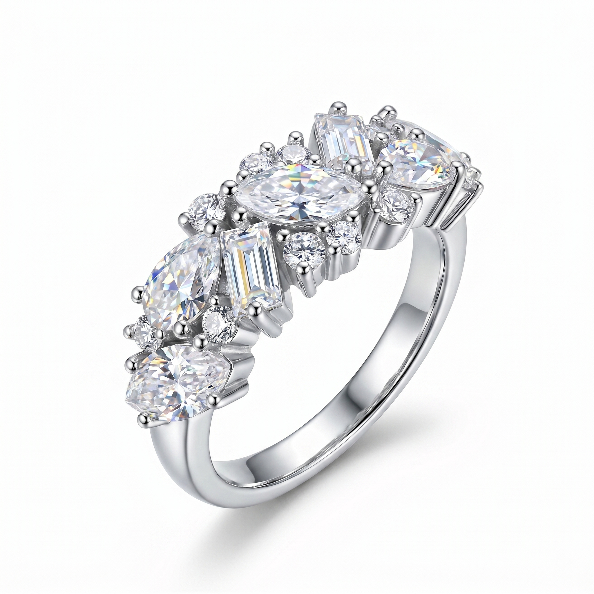 ZR Luminous Bloom Modern Mixed‑Shape Statement Ring 【Lanette】#4575