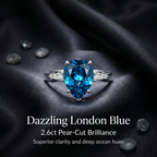 ZR Sapphire Tear London Blue Pear S925 Ring Jenny【Jenny】#4611