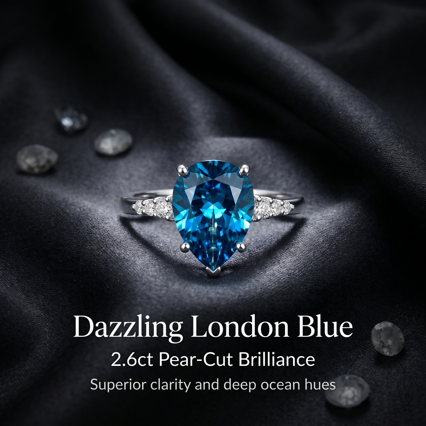 ZR Sapphire Tear London Blue Pear S925 Ring Jenny【Jenny】#4611