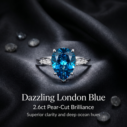 ZR Sapphire Tear London Blue Pear S925 Ring Jenny【Jenny】#4611