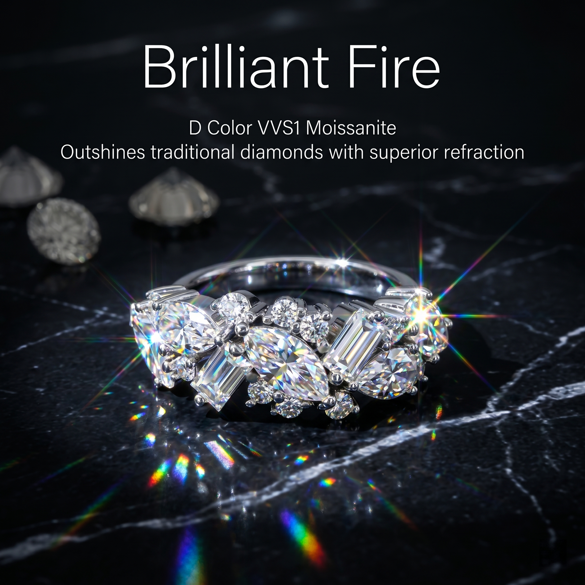 ZR Luminous Bloom Modern Mixed‑Shape Statement Ring 【Lanette】#4575