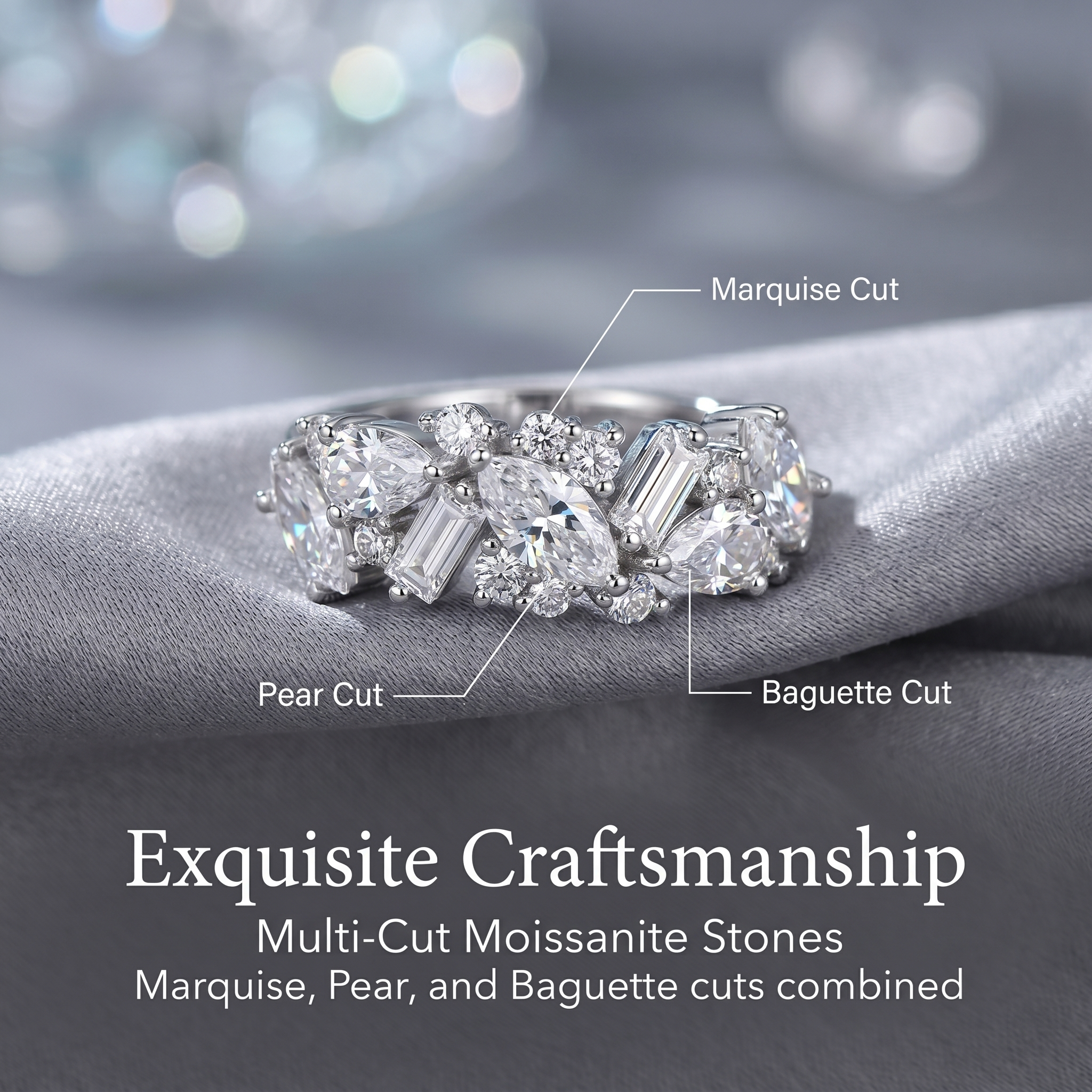 ZR Luminous Bloom Modern Mixed‑Shape Statement Ring 【Lanette】#4575