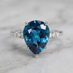 ZR Sapphire Tear London Blue Pear S925 Ring Jenny【Jenny】#4611