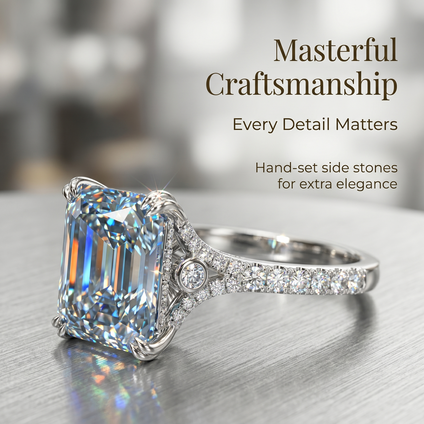 ZR Deep Tidal 5ct Royal Blue Radiant Moissanite S925 Ring 【Amy】#4614