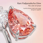 ZR Blossom Duet Padparadscha Sapphire Moissanite S925 Ring 【Katherinn】#4571