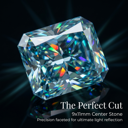 ZR Deep Tidal 5ct Royal Blue Radiant Moissanite S925 Ring 【Amy】#4614