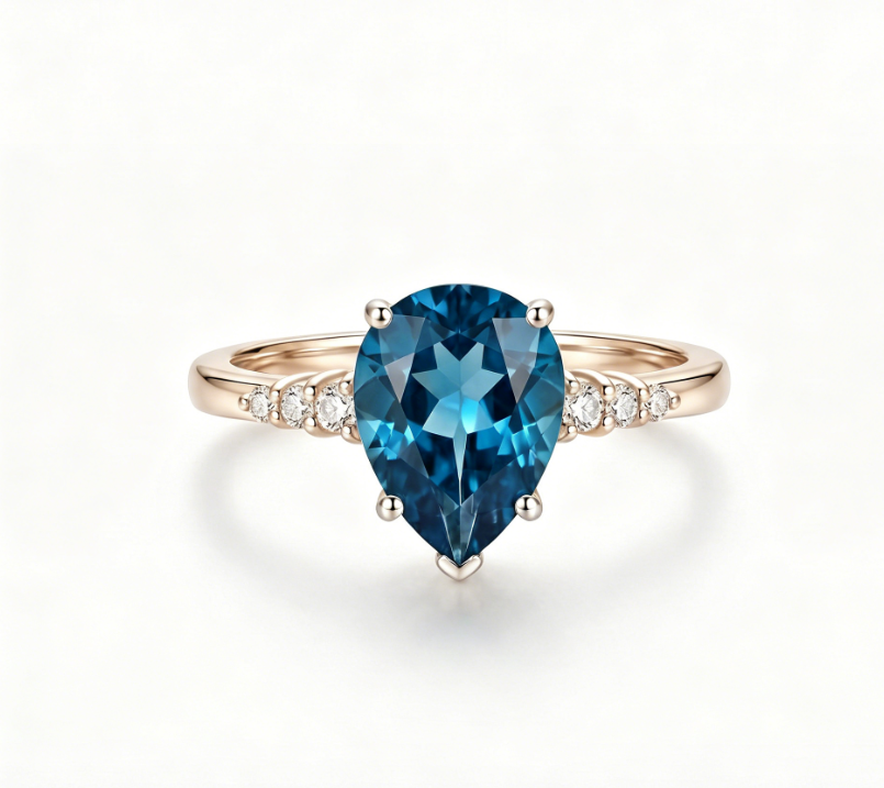 ZR Sapphire Tear London Blue Pear S925 Ring Jenny【Jenny】#4611