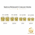 Yellow Cushion Moissanite | Ice Flower Cut | 1.5–2.5 ct