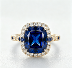 ZR Blue Grace 5.25ct Royal Blue Sapphire Halo 【Nancy】#4386