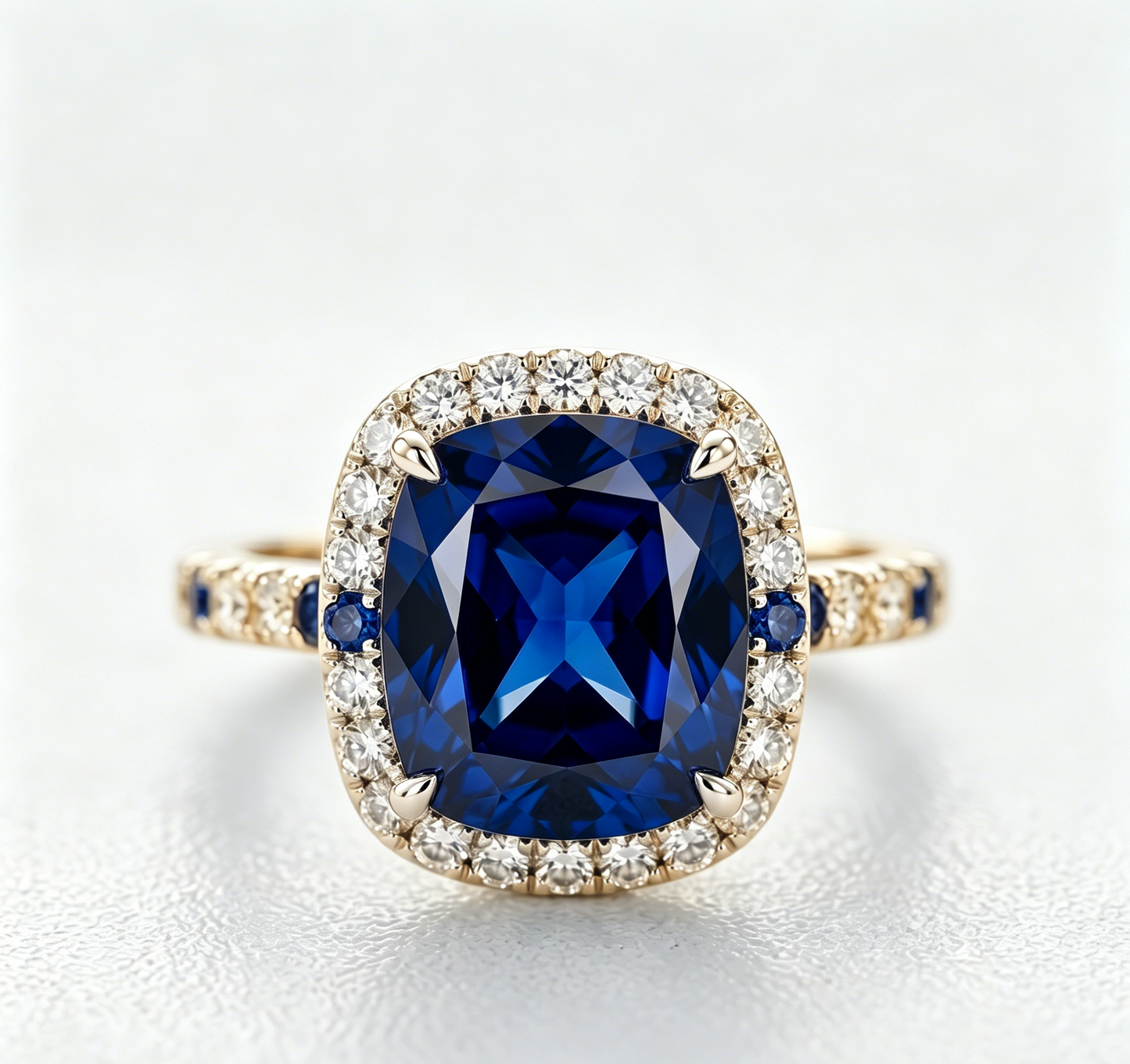 ZR Blue Grace 5.25ct Royal Blue Sapphire Halo 【Nancy】#4386