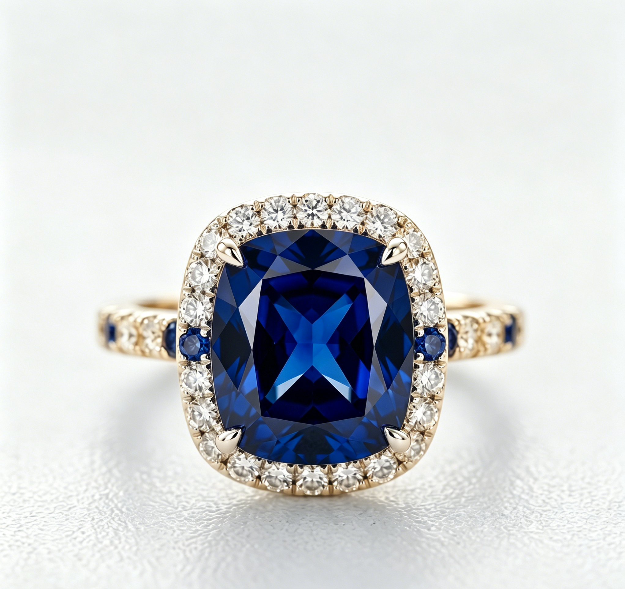 ZR Blue Grace 5.25ct Royal Blue Sapphire Halo 【Nancy】#4386