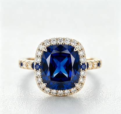 ZR Blue Grace 5.25ct Royal Blue Sapphire Halo 【Nancy】#4386