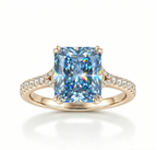 ZR Deep Tidal 5ct Royal Blue Radiant Moissanite S925 Ring 【Amy】#4614