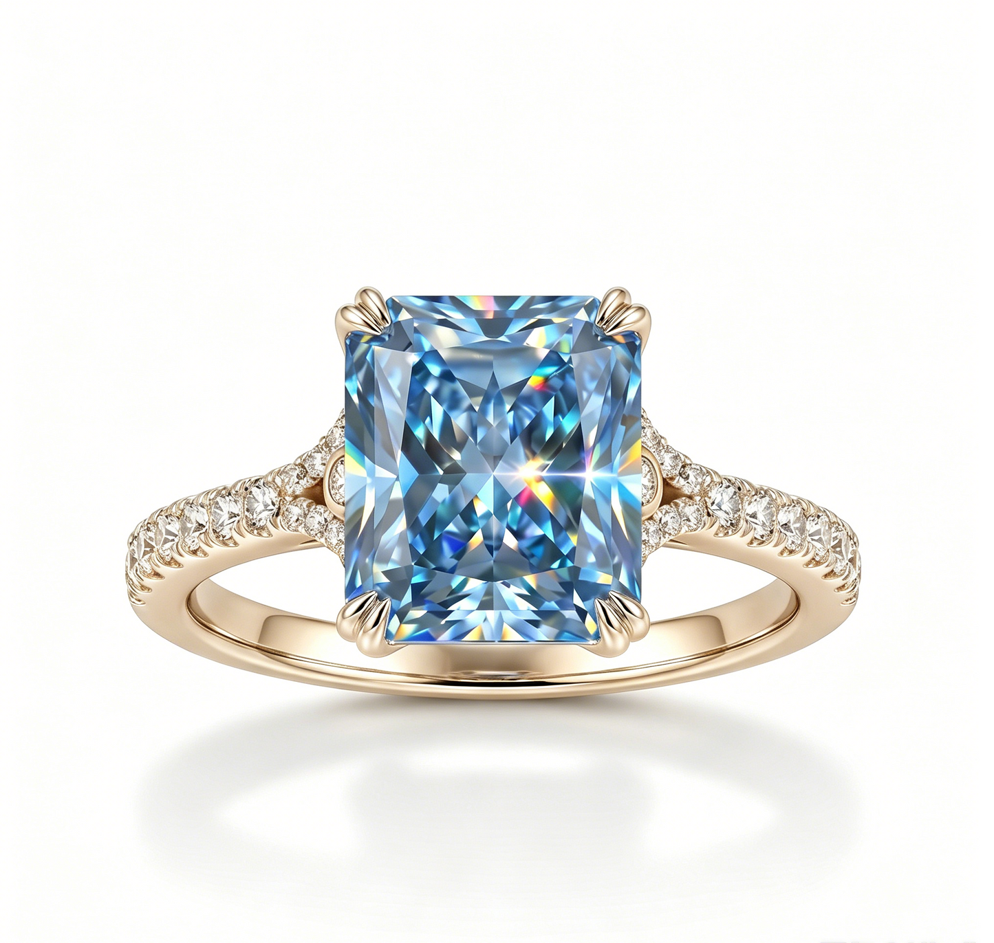 ZR Deep Tidal 5ct Royal Blue Radiant Moissanite S925 Ring 【Amy】#4614