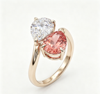 ZR Blossom Duet Padparadscha Sapphire Moissanite S925 Ring 【Katherinn】#4571