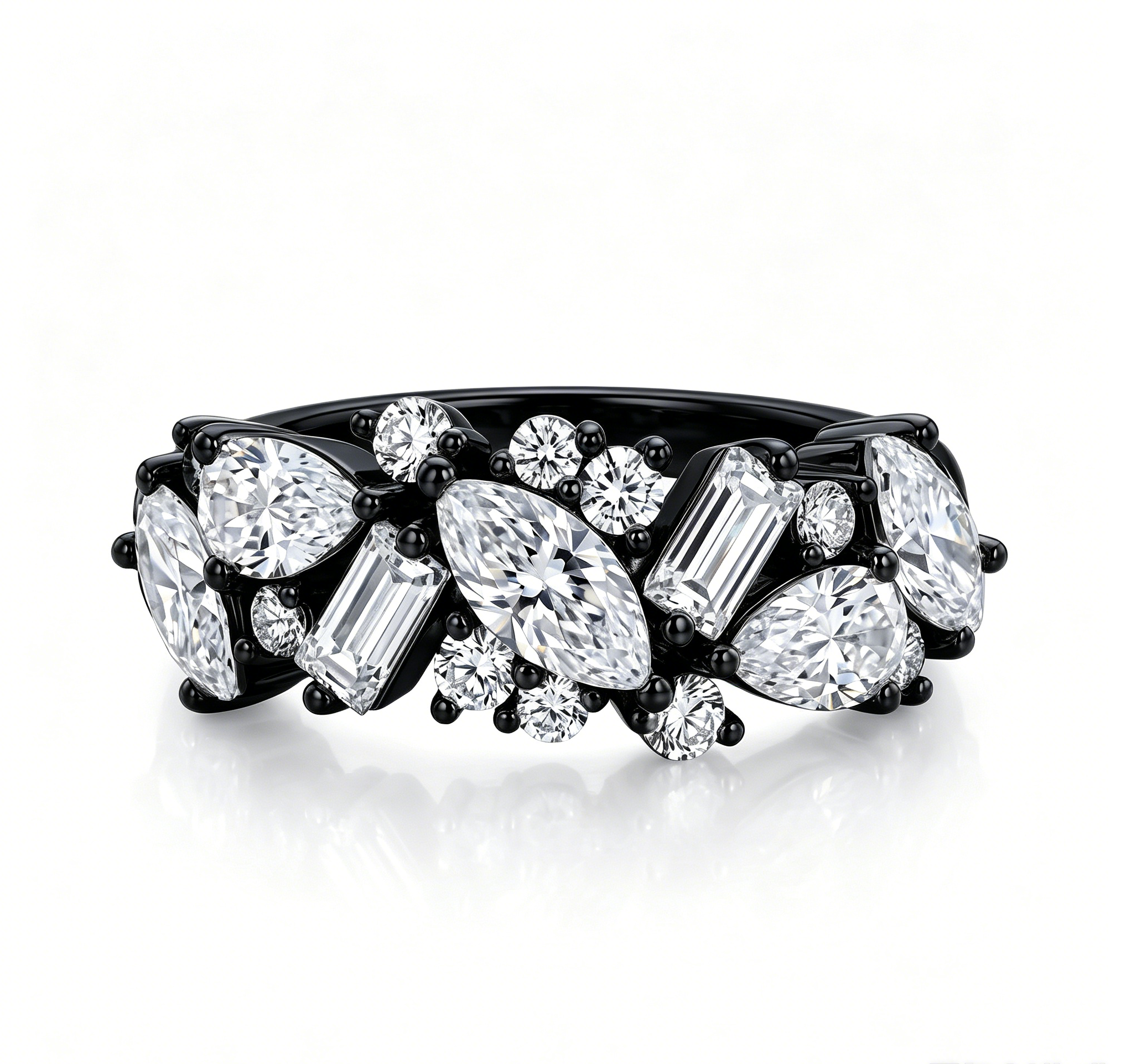 ZR Luminous Bloom Modern Mixed‑Shape Statement Ring 【Lanette】#4575