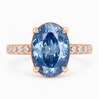 ZR Royal Blue Oval Cut Moissanite Ring 4.5ct Silver 【Eren】
