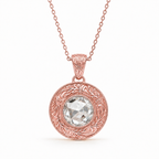 ZR Engraved Round Rose Cut Moissanite Pendant Necklace【JC】