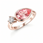 ZR Padparadscha Pear Cut Gemstone Ring in S925 Sterling Silver【JC】