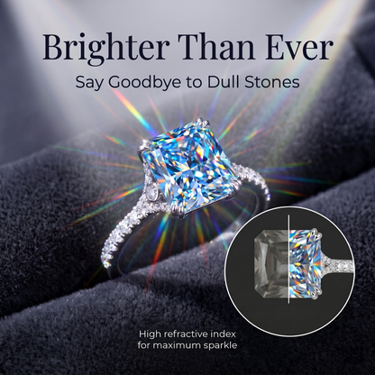 ZR Deep Tidal 5ct Royal Blue Radiant Moissanite S925 Ring 【Amy】#4614