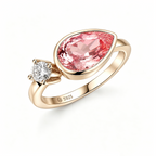 ZR Padparadscha Pear Cut Gemstone Ring in S925 Sterling Silver【JC】