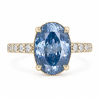 ZR Royal Blue Oval Cut Moissanite Ring 4.5ct Silver 【Eren】