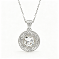 ZR Engraved Round Rose Cut Moissanite Pendant Necklace【JC】