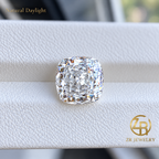 Cushion moissanite shown in daylight