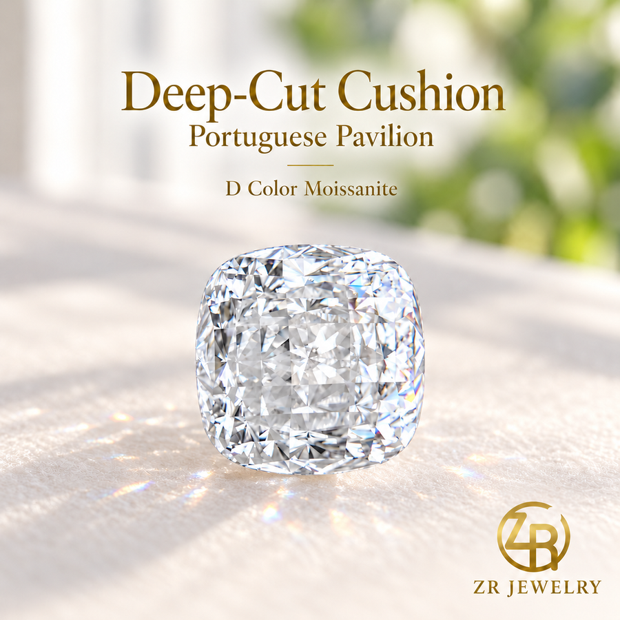 Cushion moissanite detail view